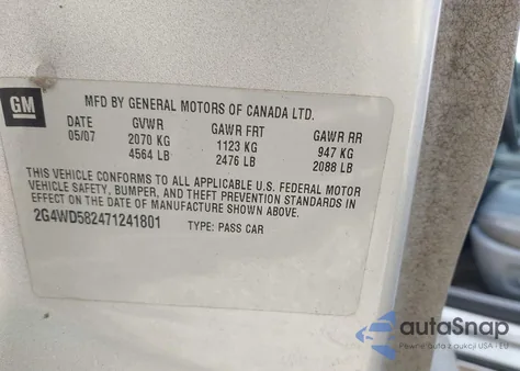 2007 Buick Lacrosse Cxl из США, поврежденный, VIN 2G4WD582471241801